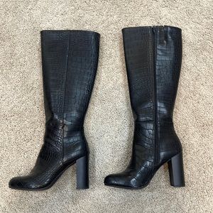 Black Knee Heeled Boots